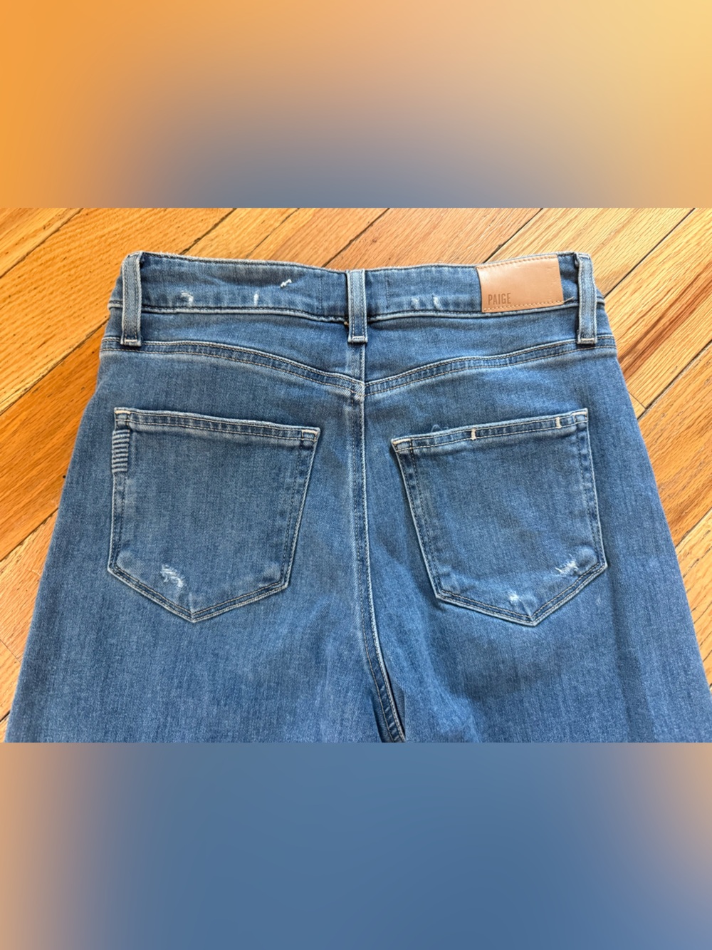 PAIGE Anessa Wide Leg Jeans Med Wash Womens Size 27 High Rise Stretch Distressed - Picture 10 of 15